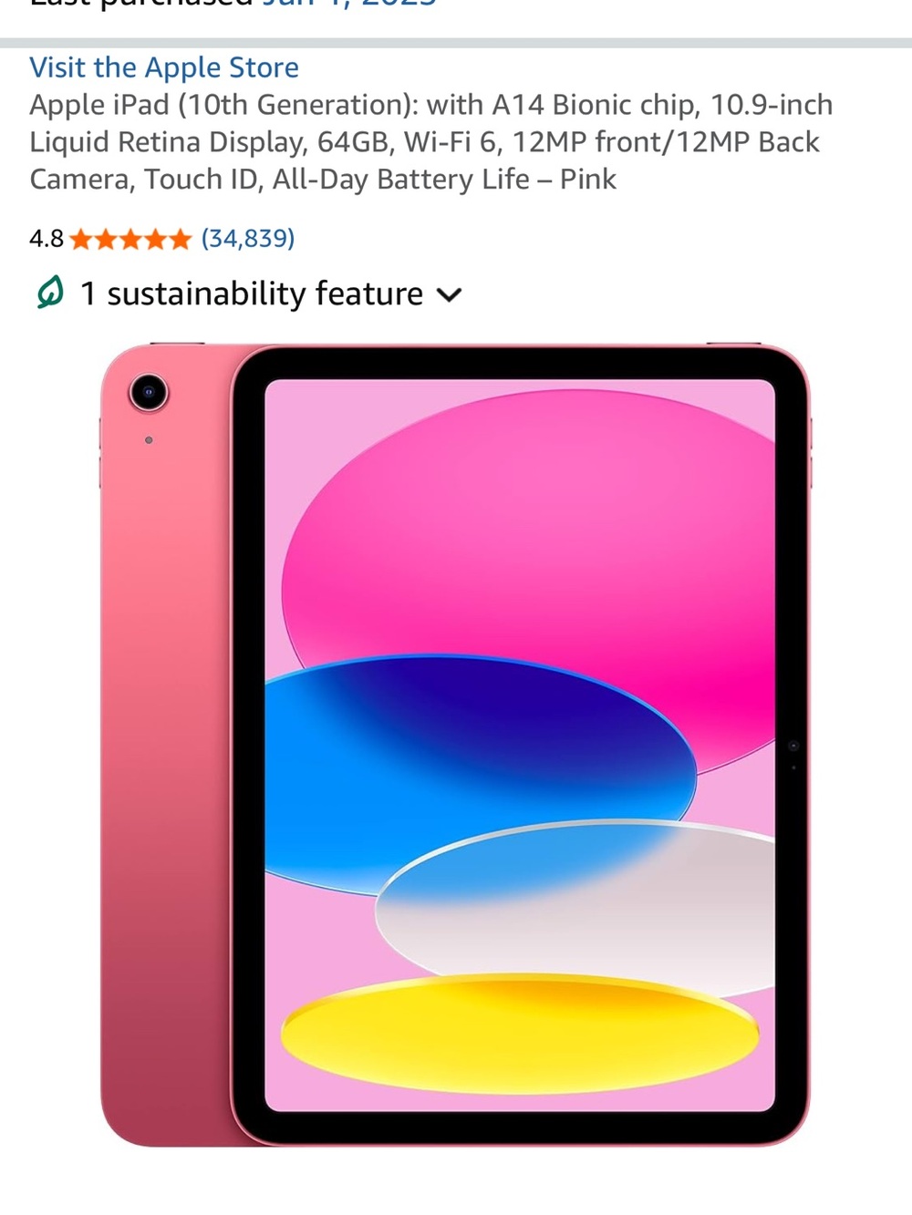 Apple iPad Pink with Black Bezel